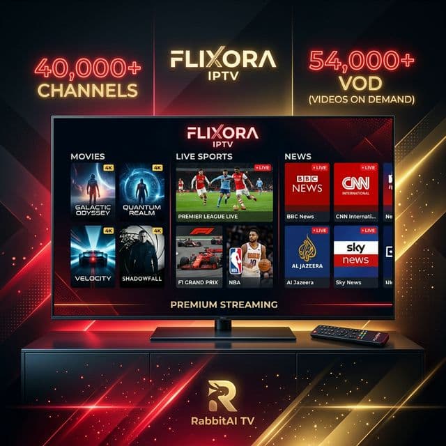 Flixora IPTV – 40,000+ Live Channels & 54,000+ VOD | 4K Streaming
